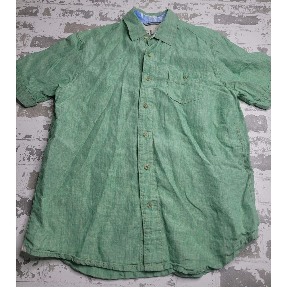 TOMMY BAHAMA M MEN'S SHORT SLEEVE RELAX 100% LINEN‎ SHIRT IN LIGHT GREEN